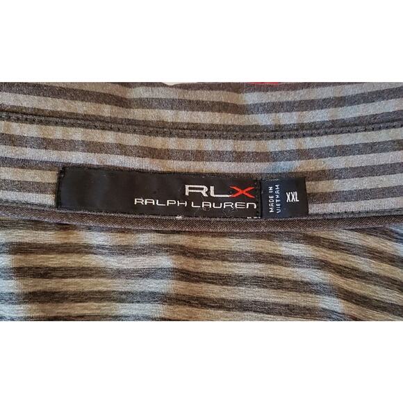 RLX Mens XXL Golf Polo Shirt Black Gray Striped Polyester Elastane Wicking EUC - Picture 4 of 5